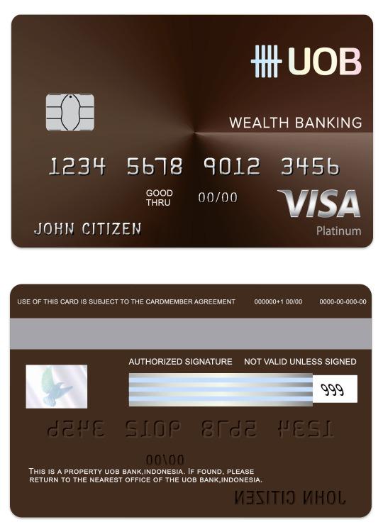 Indonesia UOB bank visa wealth debit card